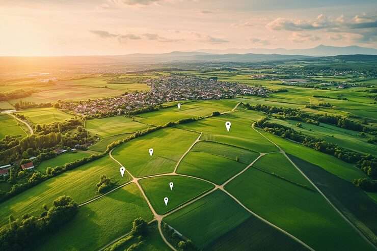 Artist's impression of a plotted community