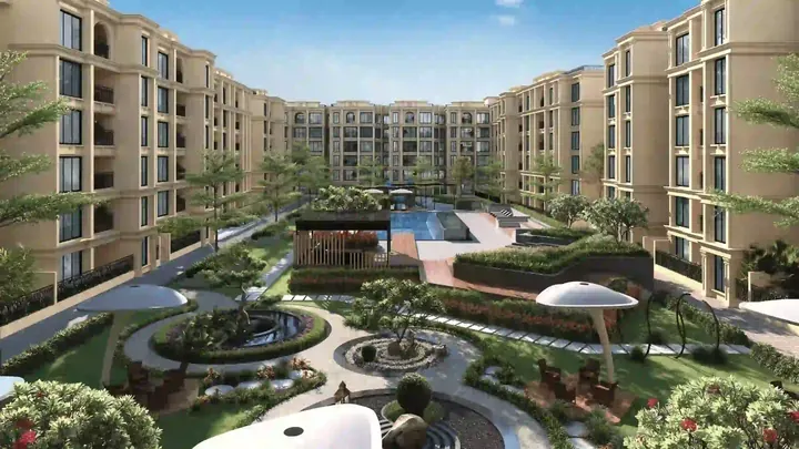 Artist's impression of a community with courtyards