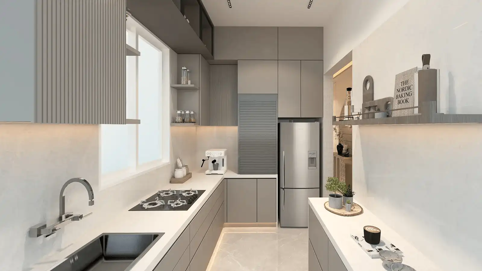 Modern and functional modular kitchen in a home at Rustomjee Karjat
