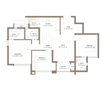 Rustomjee Pune 3 BHK floor plan